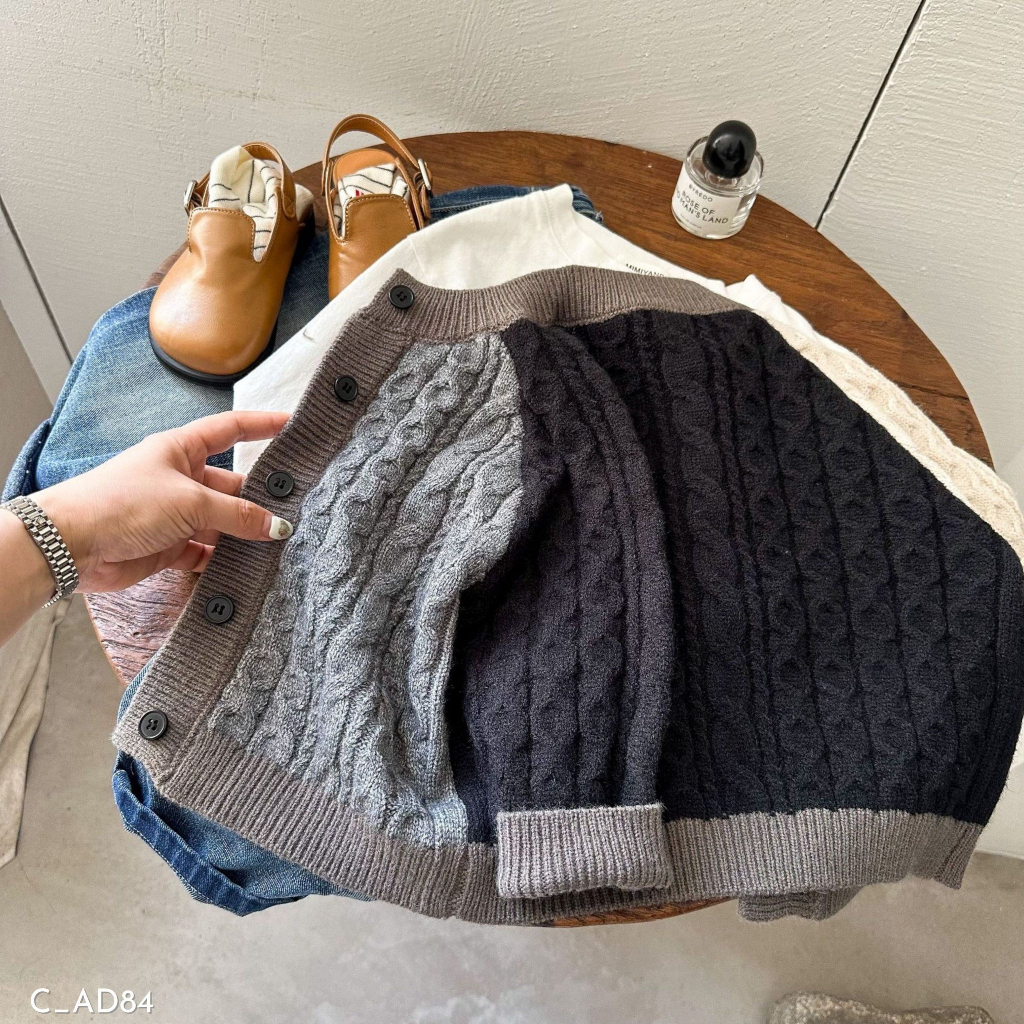 Áo cardigan len cho bé trai, áo cardigan thu đông EMBES KIDS 11kg - 31kg