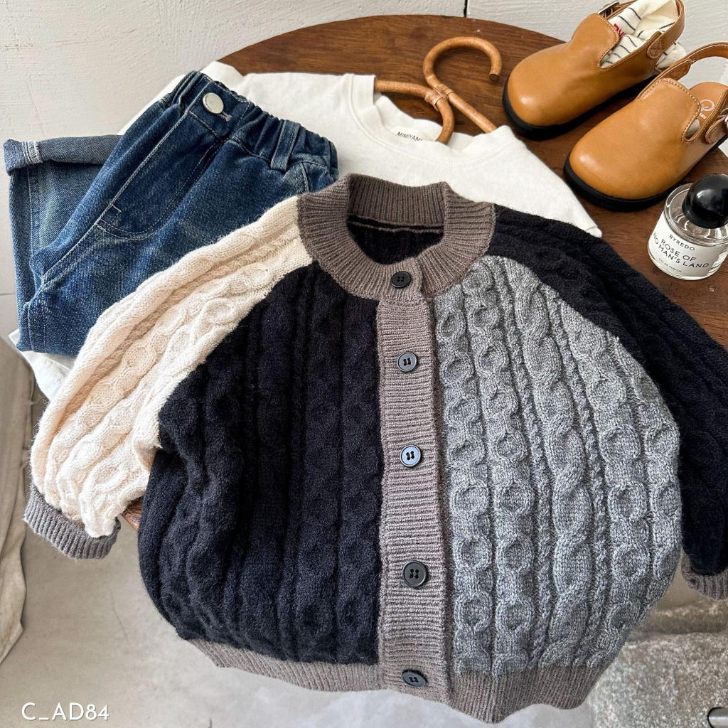 Áo cardigan len cho bé trai, áo cardigan thu đông EMBES KIDS 11kg - 31kg