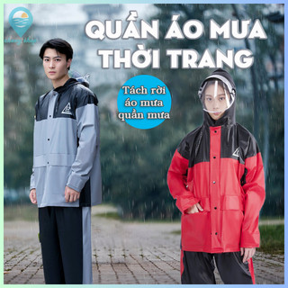 Áo mưa người lớn thời trang-hai lớp chống thấm nước mềm mại và thoải mái thích hợp cho câu cá ngoài trời bộ áo mưa