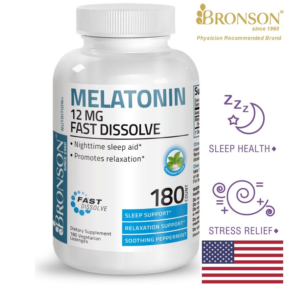 Organic Vitamin Melatonin Fast Dissolve 12mg - 180/360 viên Mỹ - Giúp ngủ ngon