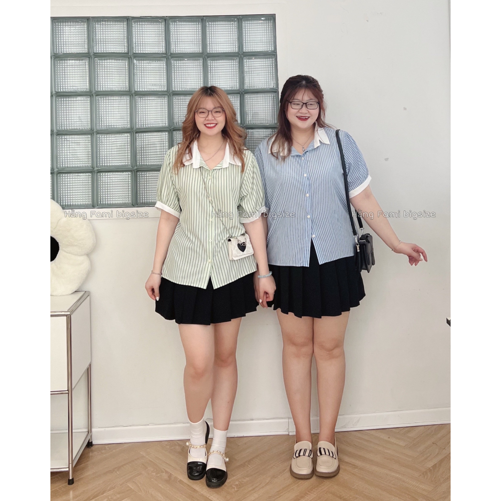Áo sơ mi kẻ sọc dáng basic Bigsize