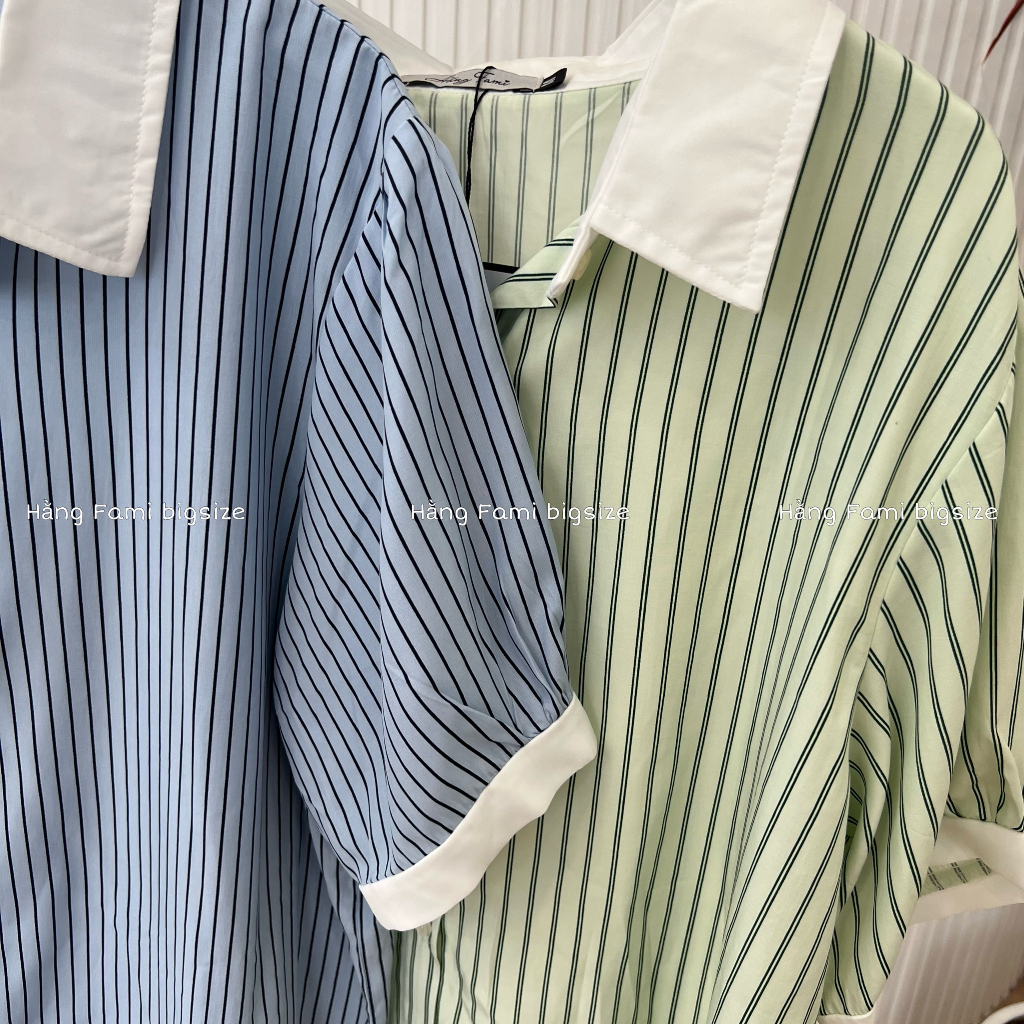 Áo sơ mi kẻ sọc dáng basic Bigsize