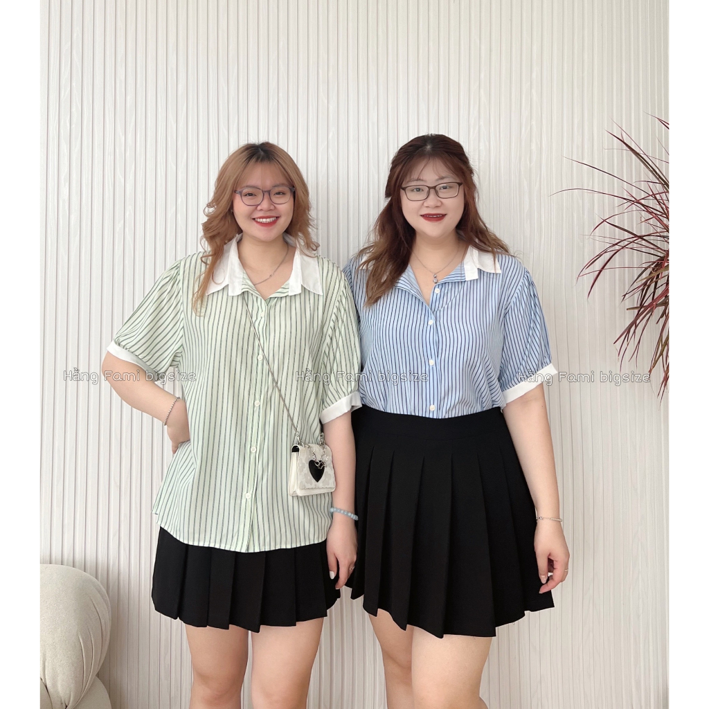 Áo sơ mi kẻ sọc dáng basic Bigsize