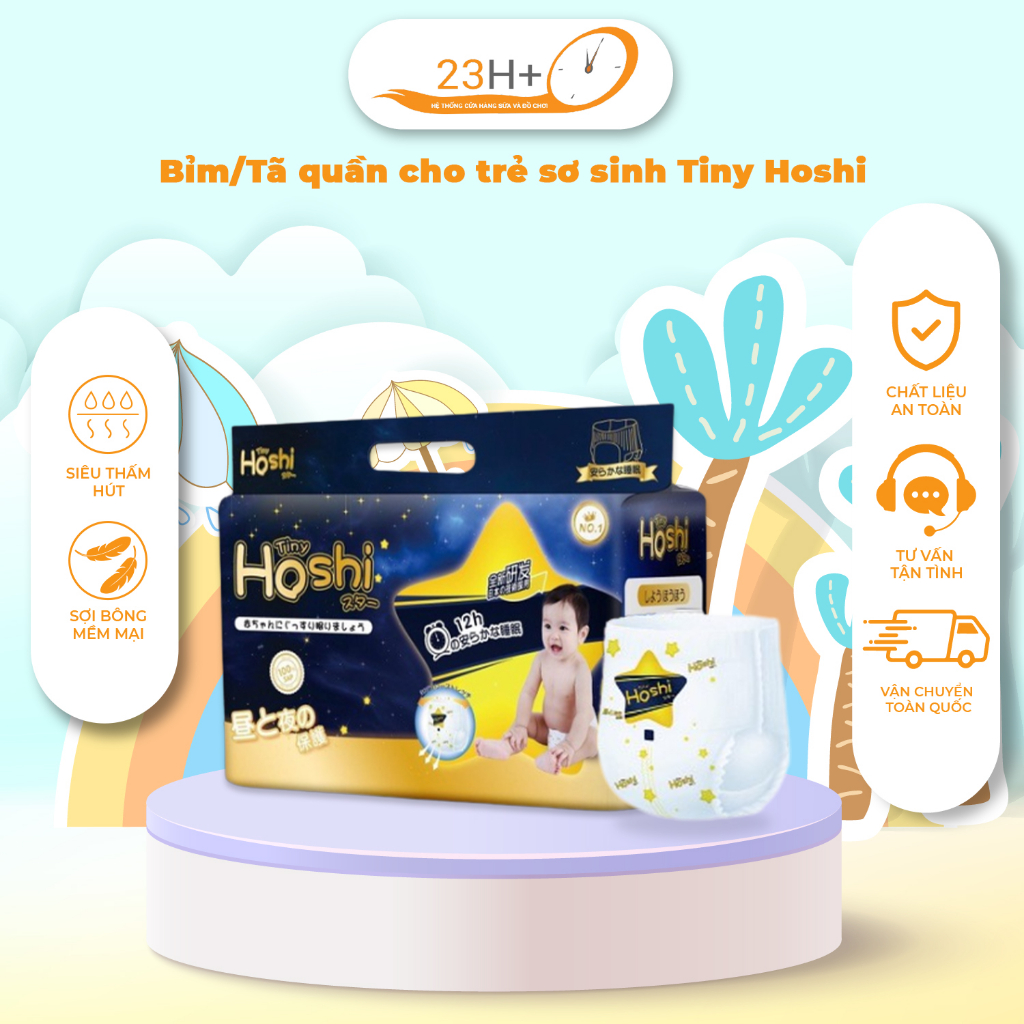 Bỉm/Tã quần cho trẻ sơ sinh Tiny Hoshi size M44/L42/XL38/XXL36/XXXL34/XXXXL32 - 23h.shop