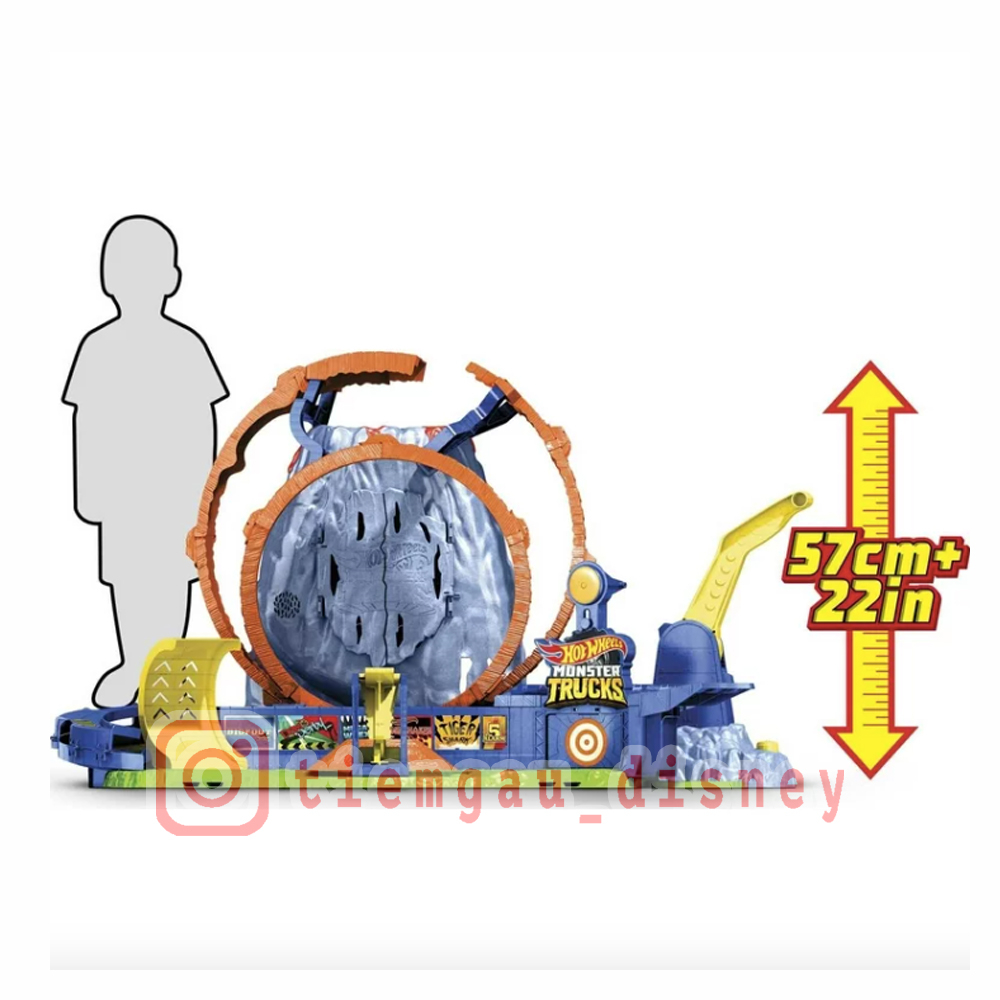 Đồ Chơi HOT WHEELS Đấu Trường Núi Lửa Khủng Long T-Rex - Hot Wheels Monster Trucks T-Rex Volcano Arena Playset