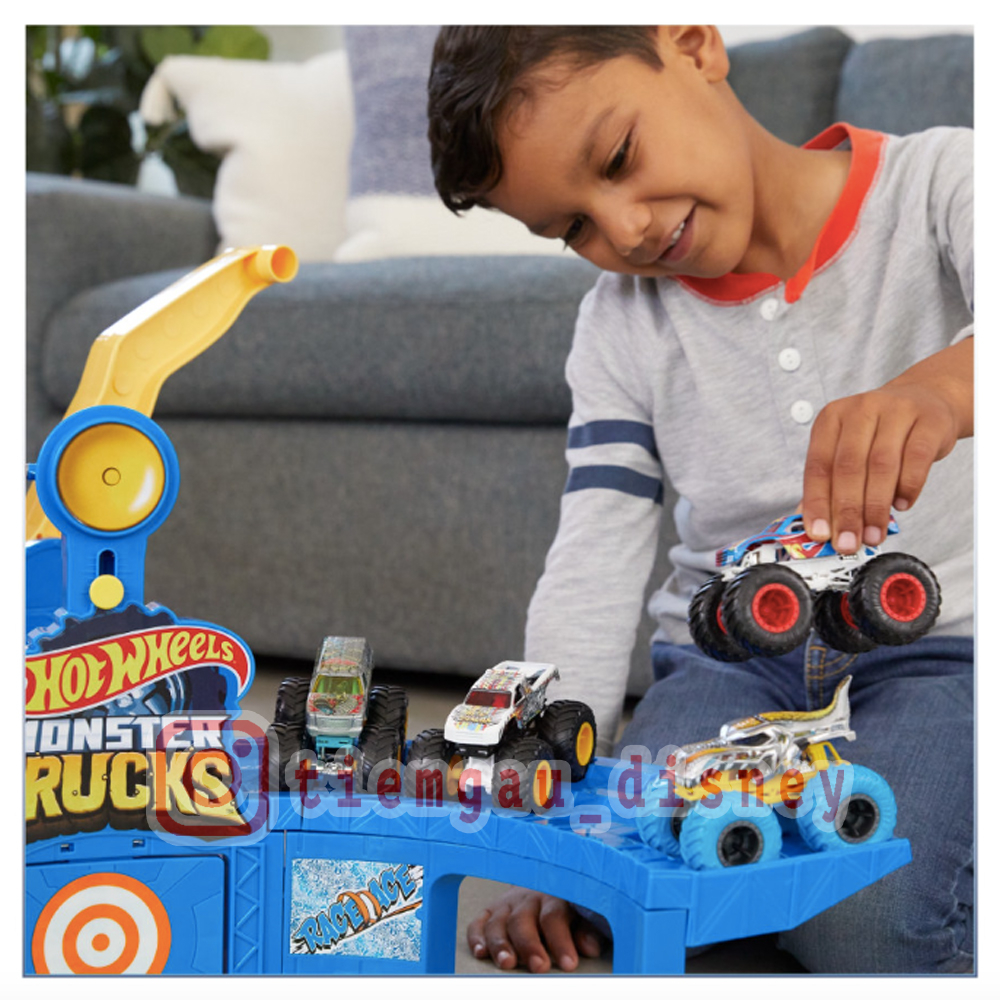 Đồ Chơi HOT WHEELS Đấu Trường Núi Lửa Khủng Long T-Rex - Hot Wheels Monster Trucks T-Rex Volcano Arena Playset