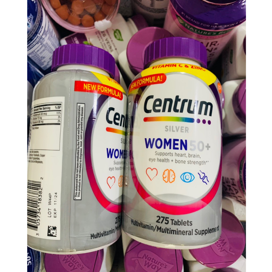 Vitamin Tổng Hợp Centrum Silver nam nữ Men và women 50+ 275 Viên Bổ tổng hợp nữ nam của Mỹ