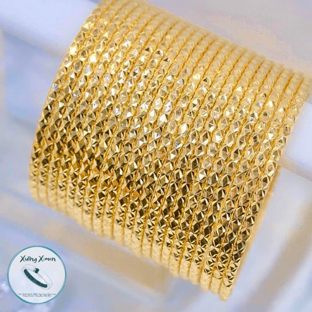 Bộ 7 Vòng Ximen Đồng Vàng Mẫu Kim Cương 18k Ống Tròn 2l5 Có Khóa Màu 18k Hàng Cao Cấp Xưởng Ximen
