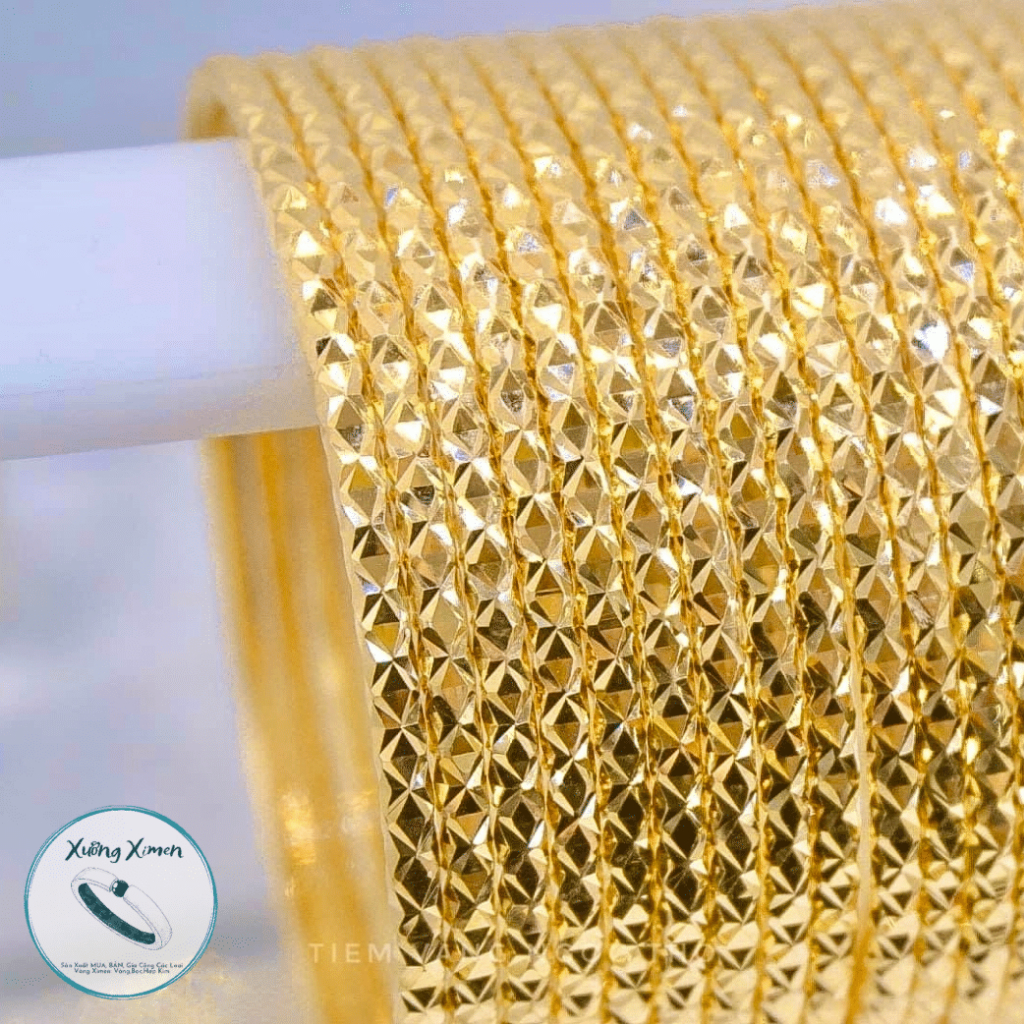 Bộ 7 Vòng Ximen Đồng Vàng Mẫu Kim Cương 18k Ống Tròn 2l5 Có Khóa Màu 18k Hàng Cao Cấp Xưởng Ximen