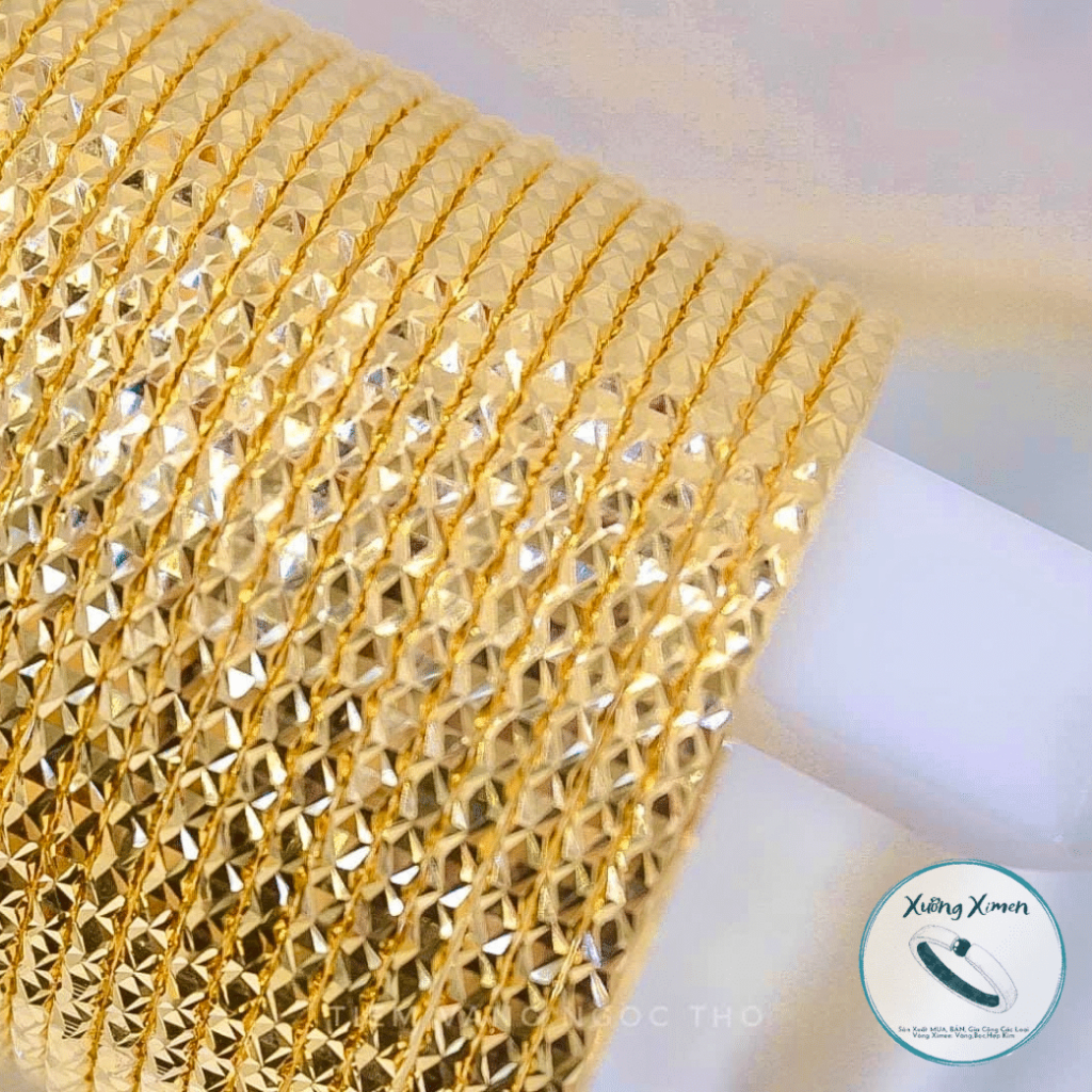Bộ 7 Vòng Ximen Đồng Vàng Mẫu Kim Cương 18k Ống Tròn 2l5 Có Khóa Màu 18k Hàng Cao Cấp Xưởng Ximen