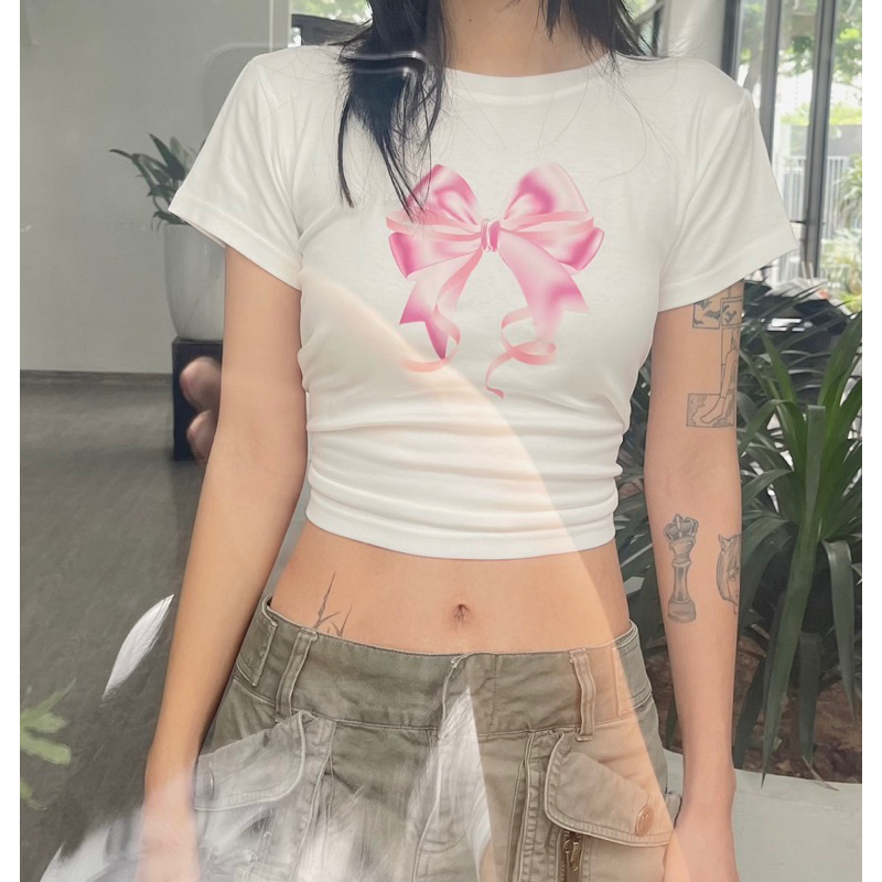 Áo baby tee nơ jenny blackpink