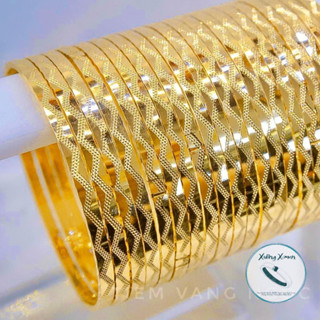 Bộ 7, Bộ 9 Chiếc Vòng Ximen Đồng Vàng Mẫu LƯỢN SÓNG Màu 610 Bảng 3.5 Li.Không Phai Trắng, Đen