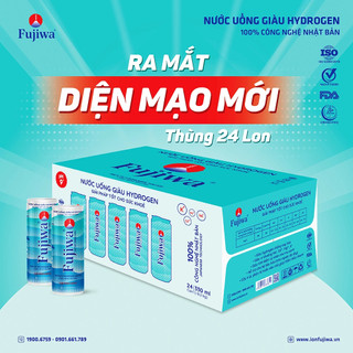 Nước ion kiềm cao cấp Fujiwa giàu hydrogen dang lon tiện lợi, hỗ trợ tiêu hóa dung tích 330ml