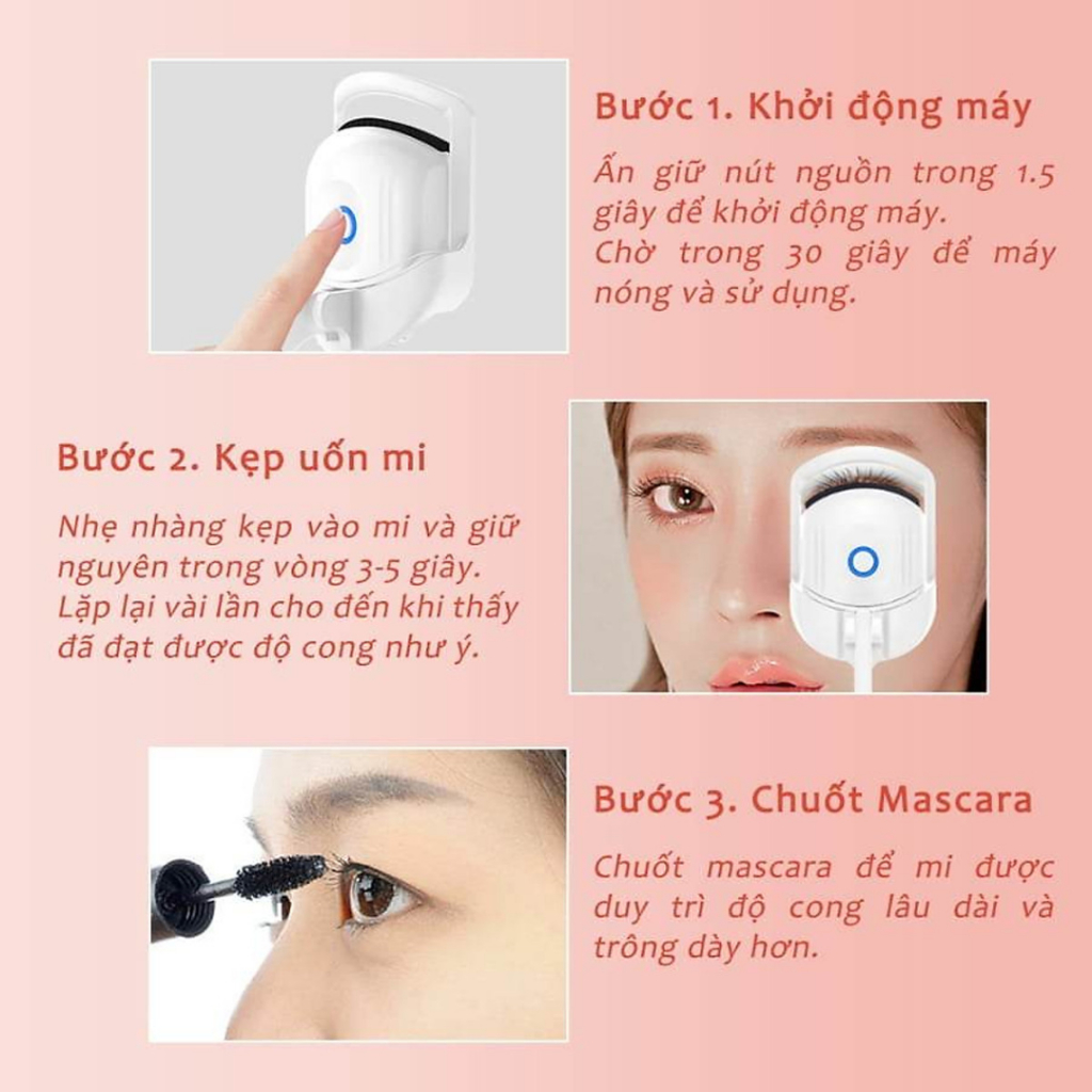 Kẹp Mi Nhiệt Thông Minh- Máy Uốn Mi Bằng Điện Đa Năng Làm Cong, Nâng Mi Nhanh Chóng,Chống Nước Nhỏ Gọn Dễ Dàng Mang Theo