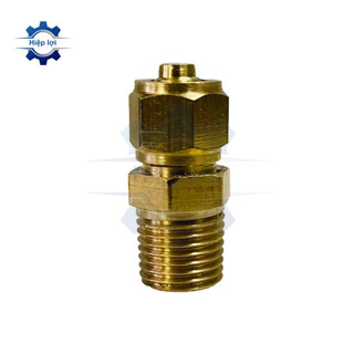 Nối thau siết ống khí nén - ren ngoài siết cam - nối đồng thau