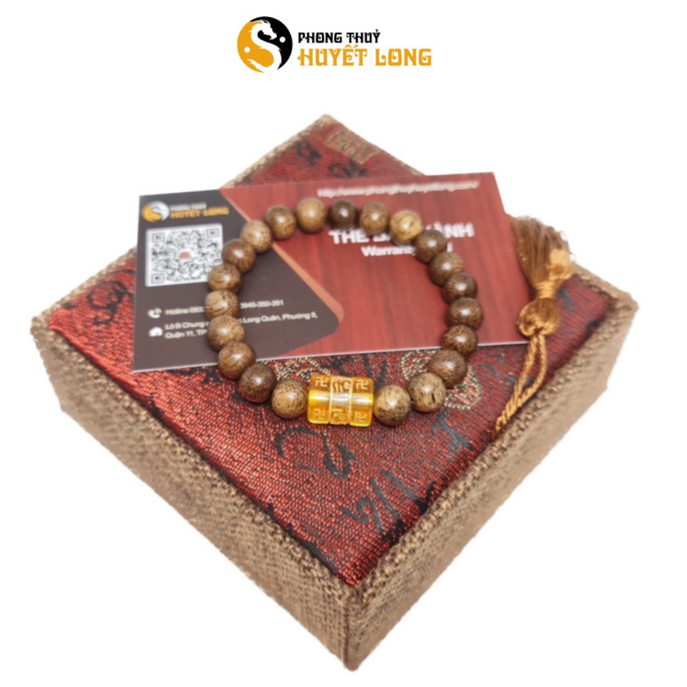 Vòng Tay Trầm Hương Mix Lu Thống Omani Mệnh Kim - Mộc - Thủy - Hỏa - Thổ, Vòng Phong Thủy Huyết Long