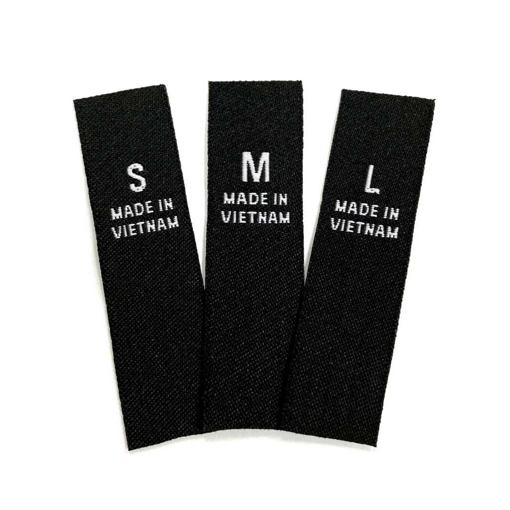Tem_nhãn dệt_nhãn mác quần áo_50pcs_MADE IN VIETNAM+SIZE