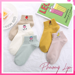 Combo 5 đôi tất vớ nữ cotton hoạ tiết trái cây dễ thương cute