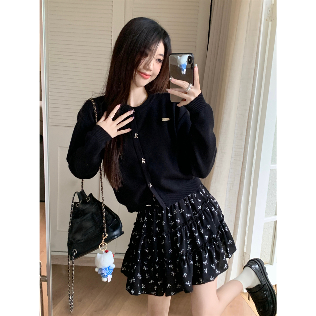 Set Áo Dệt Kim Và Chân Váy Voan Hoa Nhí Taobao Order