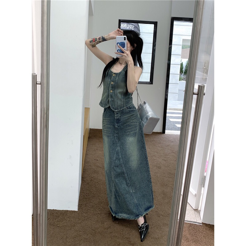 Set áo yếm Denim | PASS |