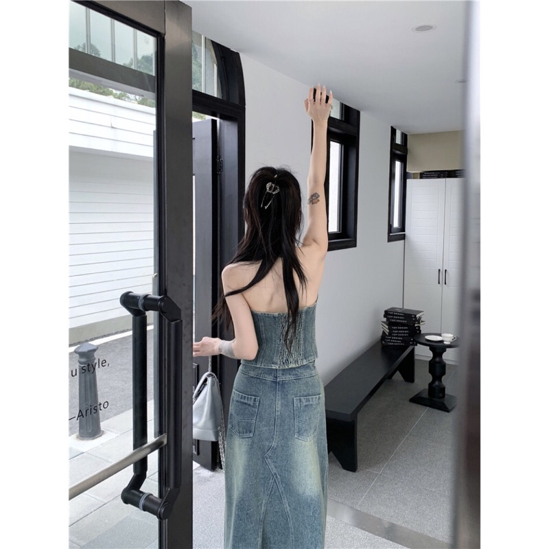 Set áo yếm Denim | PASS |