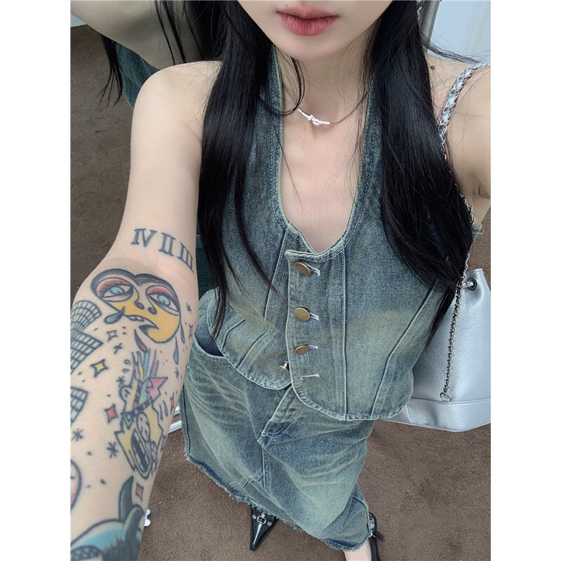 Set áo yếm Denim | PASS |