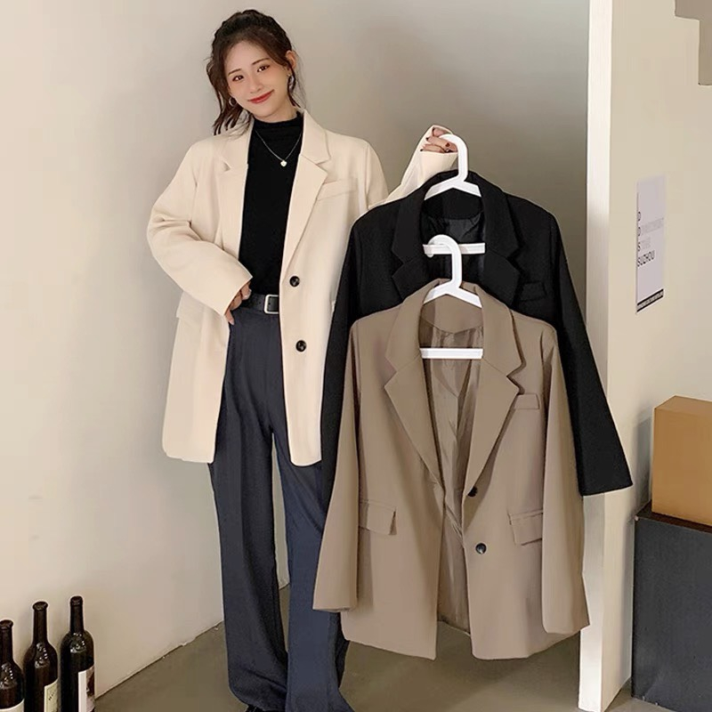 Áo khoác blazer dài tay nữ mùa đông 2 lớp dáng rộng ulzzang vest công sở cao cấp DELIZ