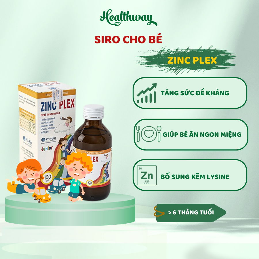 Sizo Kẽm Dành Cho Bé Biếng Ăn ZinC Plex Hộp 100ml, Hỗ trợ Bổ Sung Lysine, Selen Giúp Bé Ăn Ngon Miệng