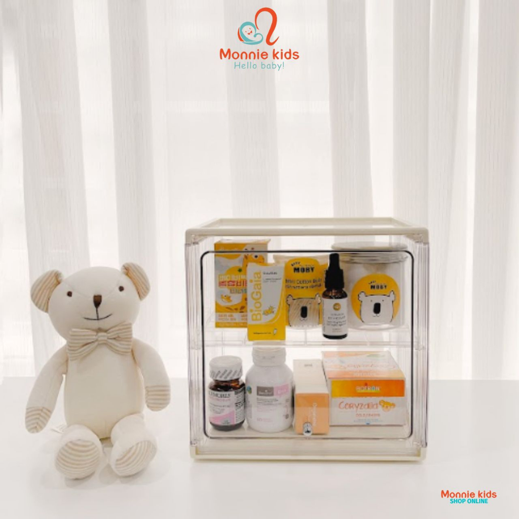 Tủ úp bình trong suốt cho bé 25x25x18cm, tủ nhựa đa năng trẻ em chất liệu cao cấp