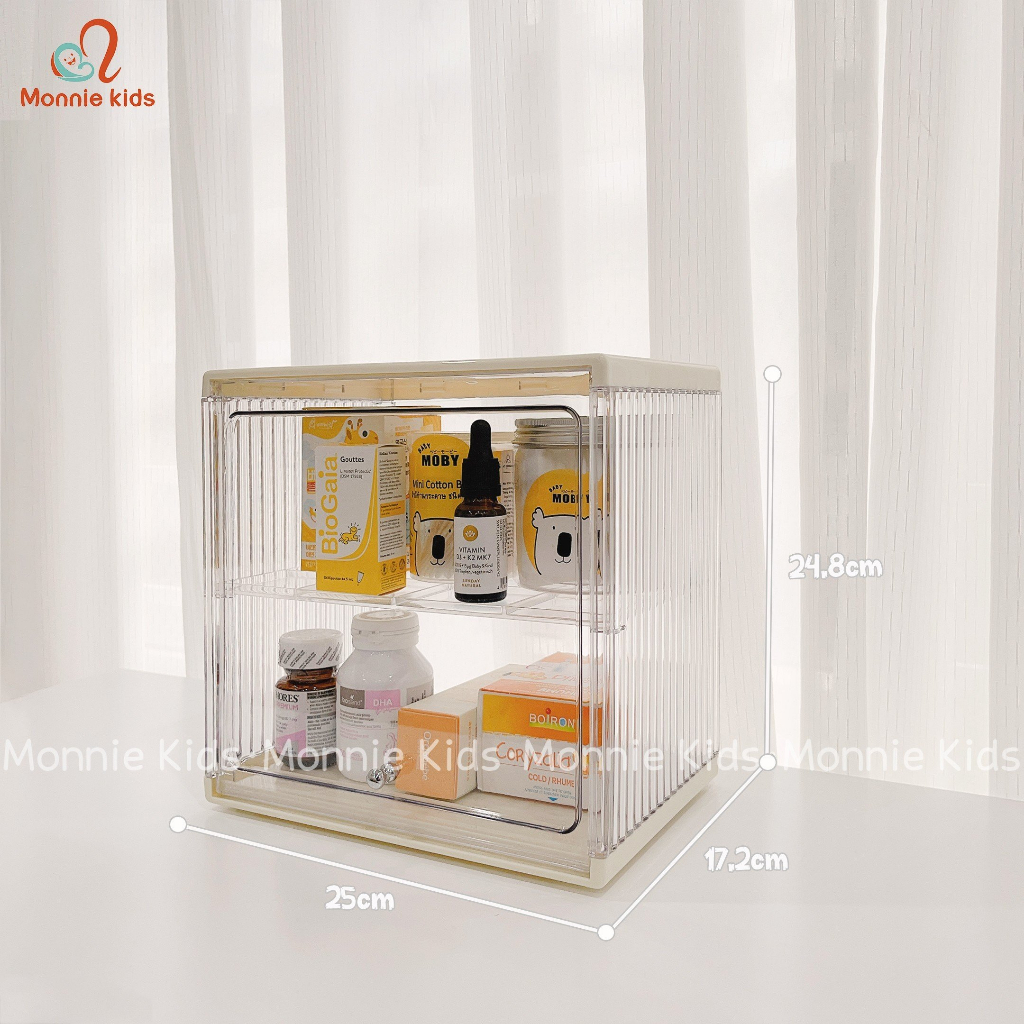 Tủ úp bình trong suốt cho bé 25x25x18cm, tủ nhựa đa năng trẻ em chất liệu cao cấp