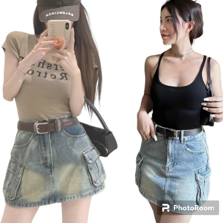 Chân Váy Bò Nữ Túi Hộp Jean Mài Túi Hộp Size S M L - Chân Váy Jean Wax Xanh Khói Có Lót Trong chất lượng cao cấp QCL1 | BigBuy360 - bigbuy360.vn