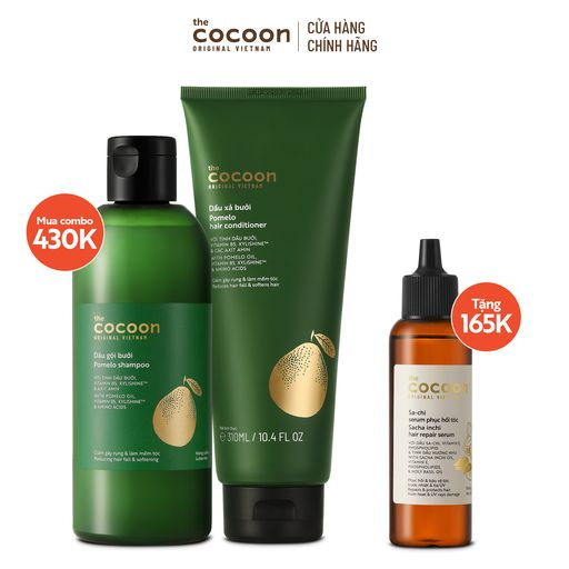 SPECIAL COMBO gội xả bưởi không sulfate giảm gãy rụng tóc Cocoon - tặng 1 Serum Sachi phục hồi tóc Cocoon 70ml