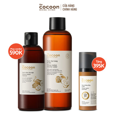 SPECIAL COMBO Bigsize - Nước tẩy trang bí đao 500ml + Gel bí đao rửa mặt 310ml tặng kem chống nắng bí đao Cocoon 50ml