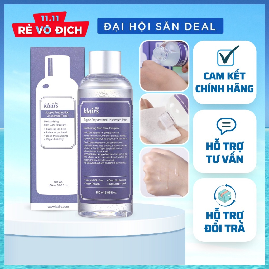 Nước Hoa Hồng Không Mùi Dear Klairs Dưỡng Ẩm Da Và Làm Mềm Da 180ml (cosmetic) | BigBuy360 - bigbuy360.vn