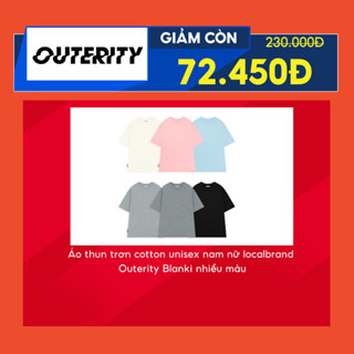 [Chỉ còn 72,450 sau khi áp voucher] Áo thun trơn cotton unisex nam nữ local brand Outerity Blanki nhiều màu