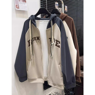Áo Hoodie nữ zip unisex, khoác bomber nỉ bông mũ áo trùm đầu 2 lớp, thân 1 lớp in chữ BORN TOBE phong cách Hàn Quốc