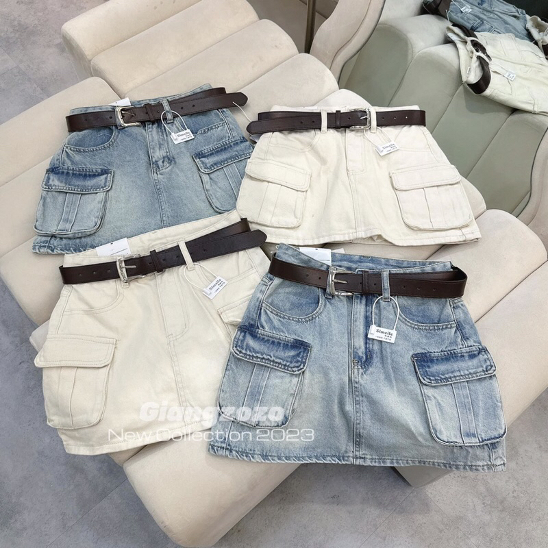 Chân váy jeans túi hộp dáng chữ A có lót trong không sợ lộ sx quảng châu loại 1 hot trending 2023 | BigBuy360 - bigbuy360.vn