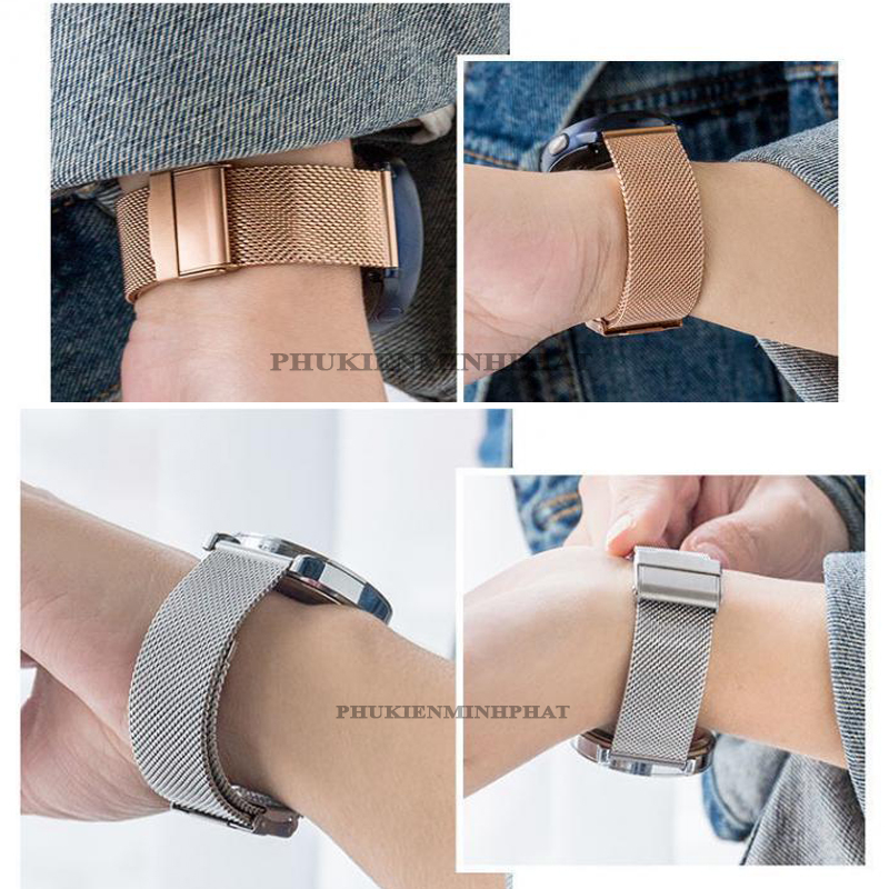 Dây đồng hồ thép nam nữ cao cấp không gỉ dạng lưới Milanese kèm chốt thông minh 10mm 12mm 14mm 16mm 17mm 18mm 19mm 20mm