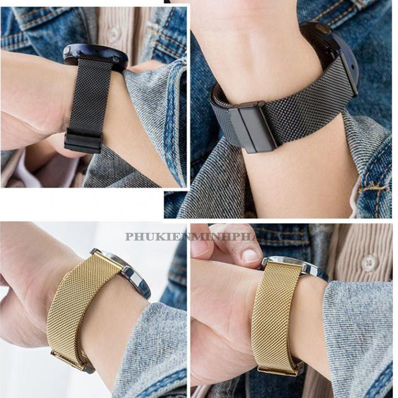 Dây đồng hồ thép nam nữ cao cấp không gỉ dạng lưới Milanese kèm chốt thông minh 10mm 12mm 14mm 16mm 17mm 18mm 19mm 20mm