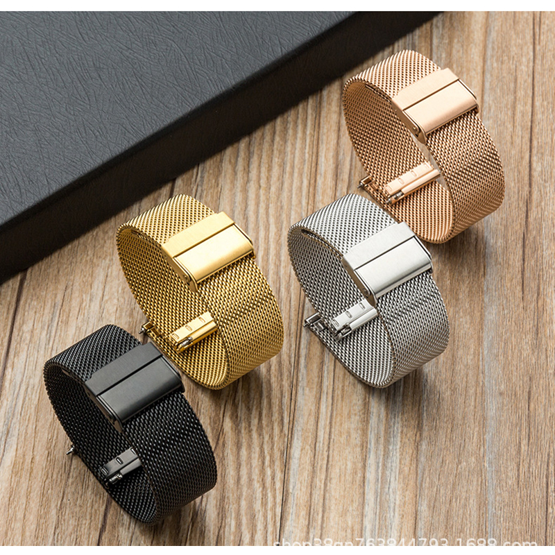 Dây đồng hồ thép nam nữ cao cấp không gỉ dạng lưới Milanese kèm chốt thông minh 10mm 12mm 14mm 16mm 17mm 18mm 19mm 20mm