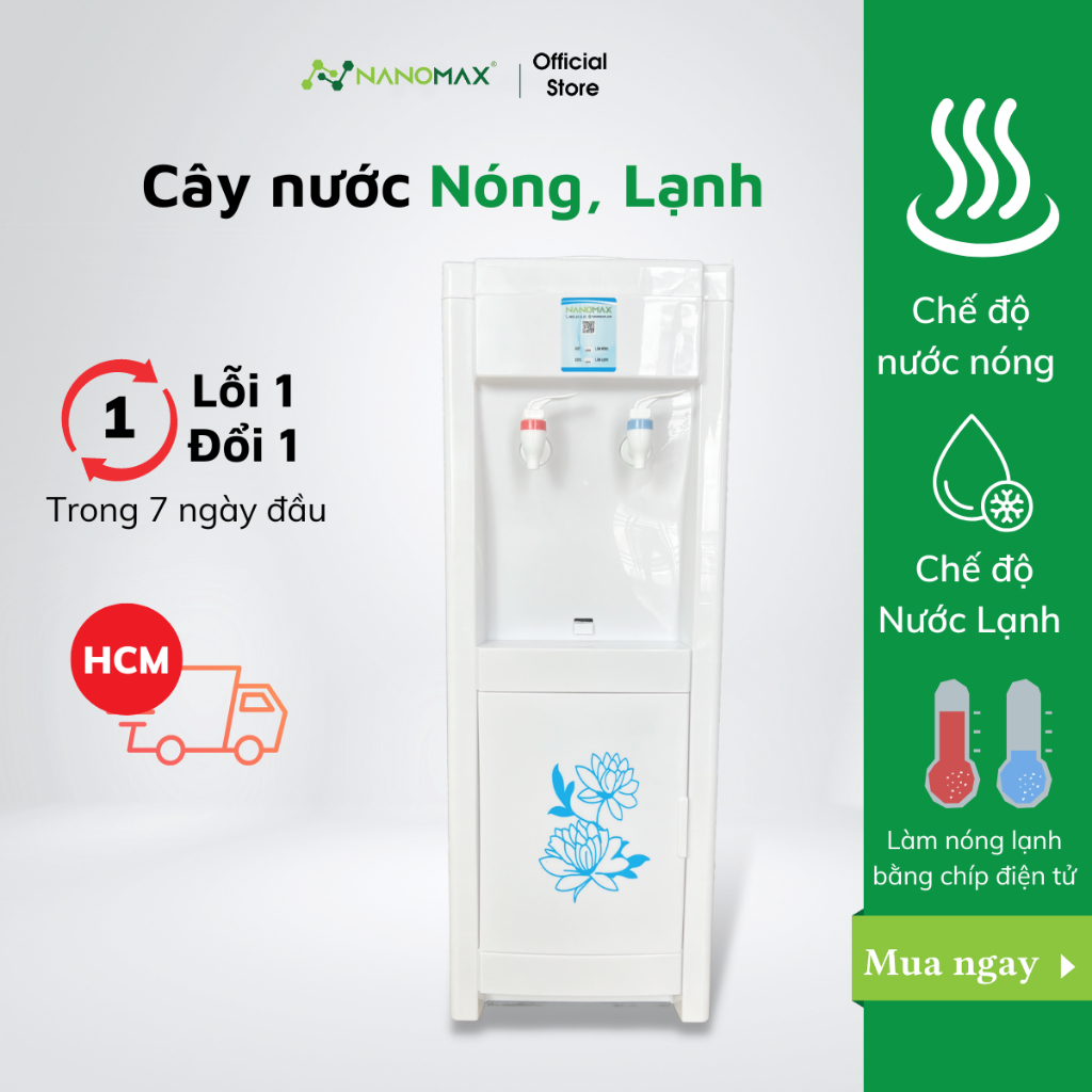 Cây Nước Nóng Lạnh Nanomax KF800, Công Nghệ Nhiệt Độ Kép 2 Vòi Nóng Lạnh, Tủ Đựng Đồ, Tự Động Ngắt Điện An Toàn Sử Dụng