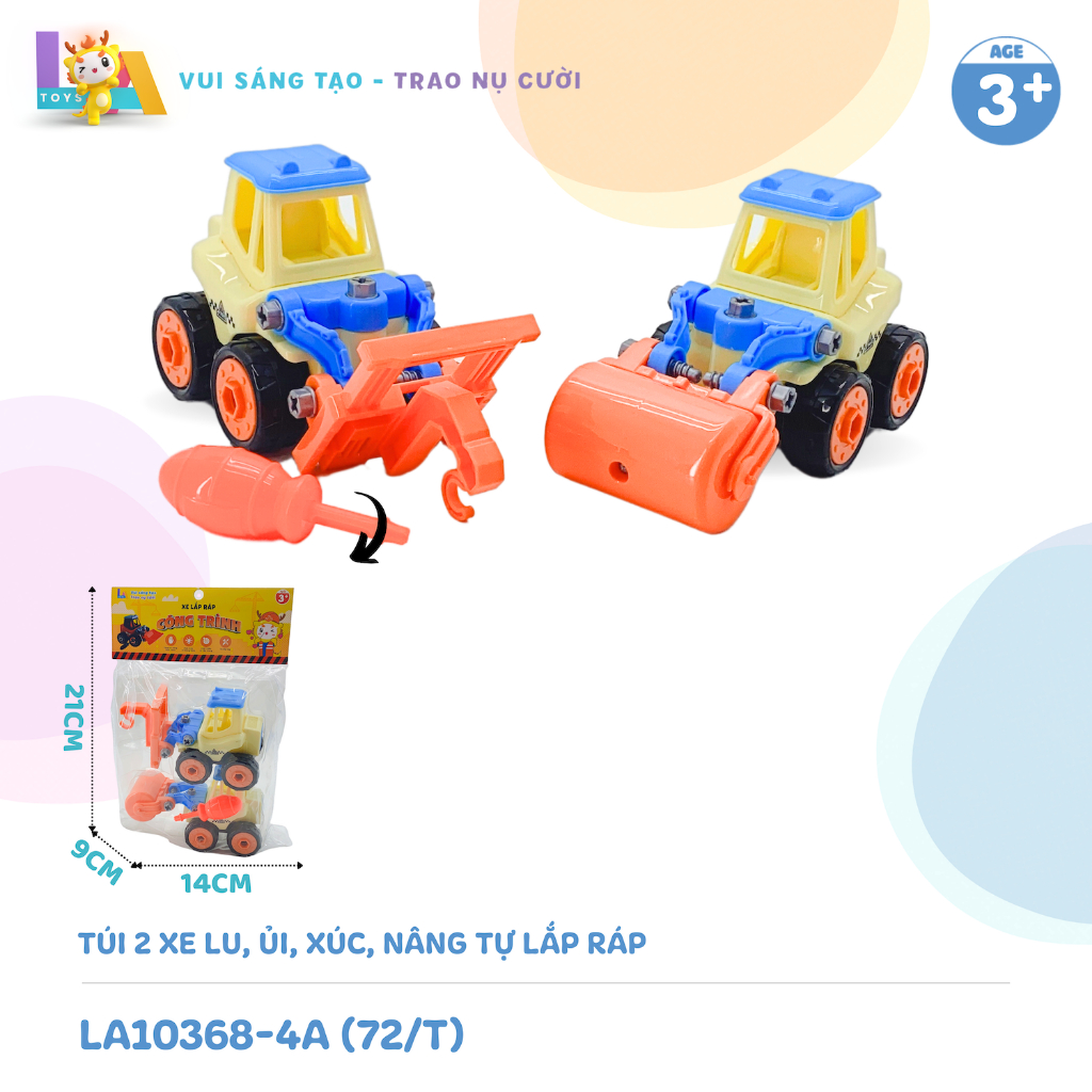 Túi 2 xe lắp ráp / Xe khủng long / Xe công trình/Xe con Thú/Xe cứu hộ/Xe cứu thương/ Đồ chơi trẻ em/Đồ chơi sáng tạo