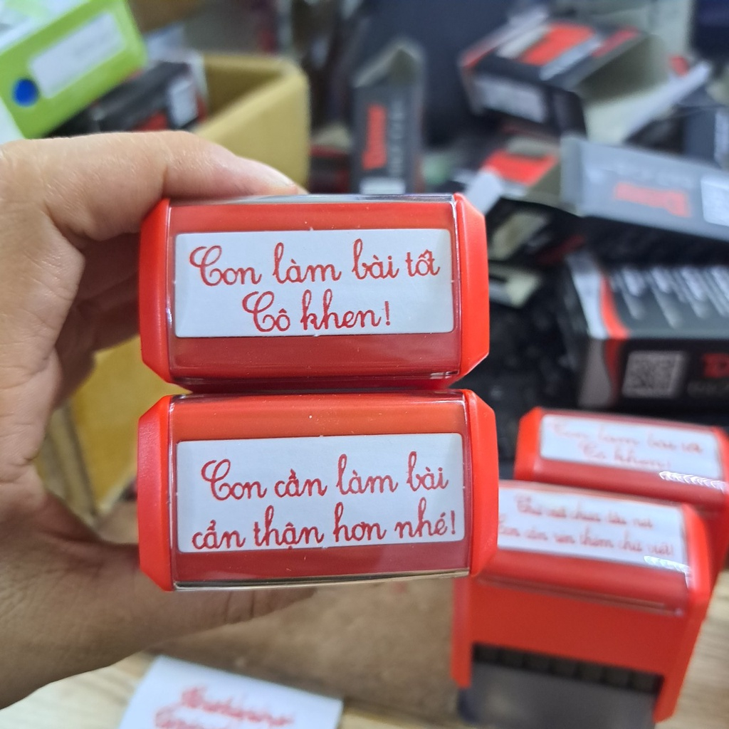 Khắc Con Dấu Nhận Xét Tiểu Học +Logo, khắc nội dung theo yêu cầu - Shiny -Dstamp.