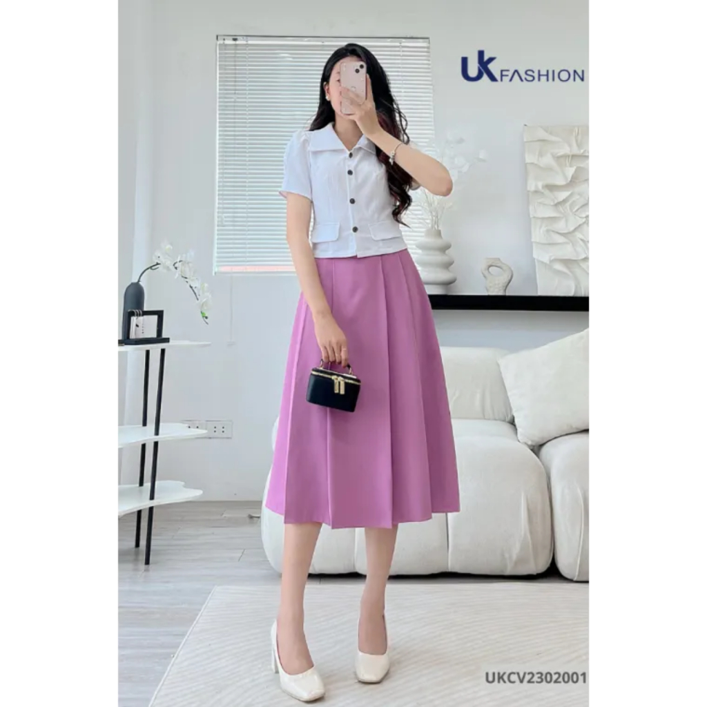 Chân Váy Xòe NK FASHION Kiểu Dáng Trẻ Trung Thanh Lịch Chất Vải Nhập Hàn Cao Cấp Không Nhăn Xù UKCV2302001