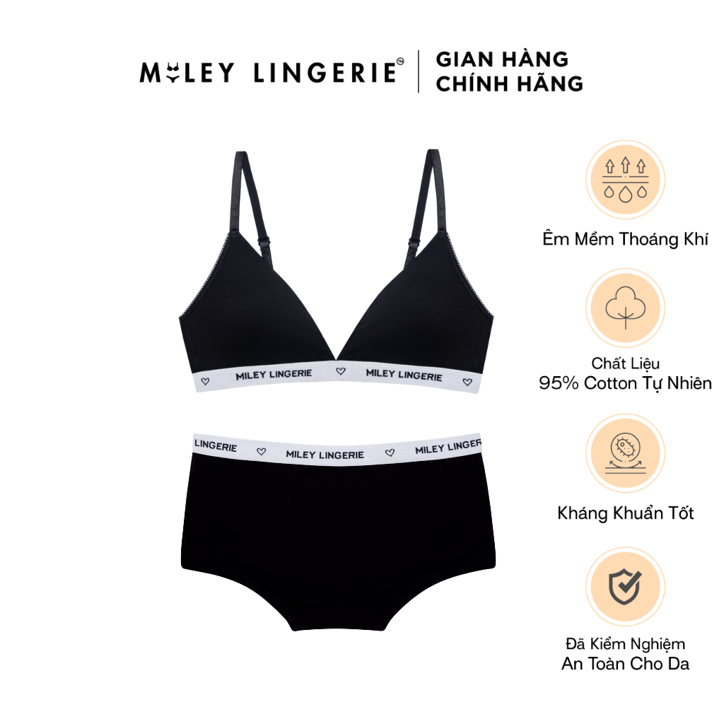 Bộ Đồ Lót Cổ Chữ V Phối Quần Boy Short Sợi Vải Thiên Nhiên Being Me Miley Lingerie