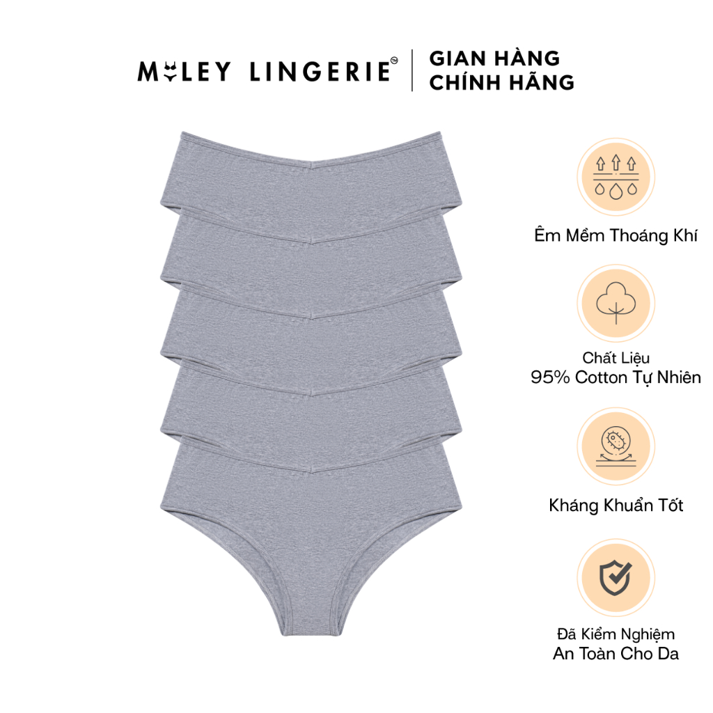Combo 5 Quần Cotton Lưng Xéo Light Grey Being Me Miley Lingerie