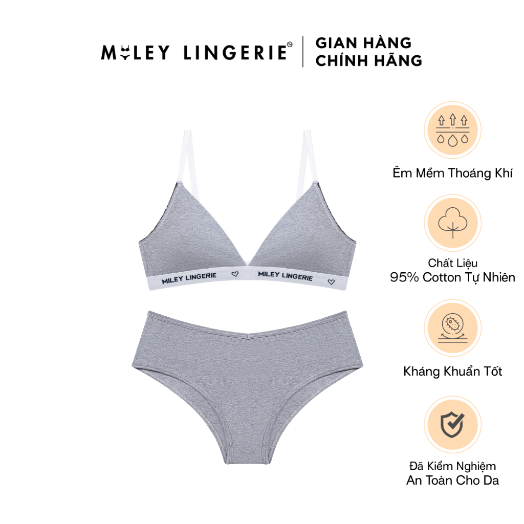 Bộ Đồ Lót Cổ Chữ V Quần Xéo Bright Grey Being Me Miley Lingerie