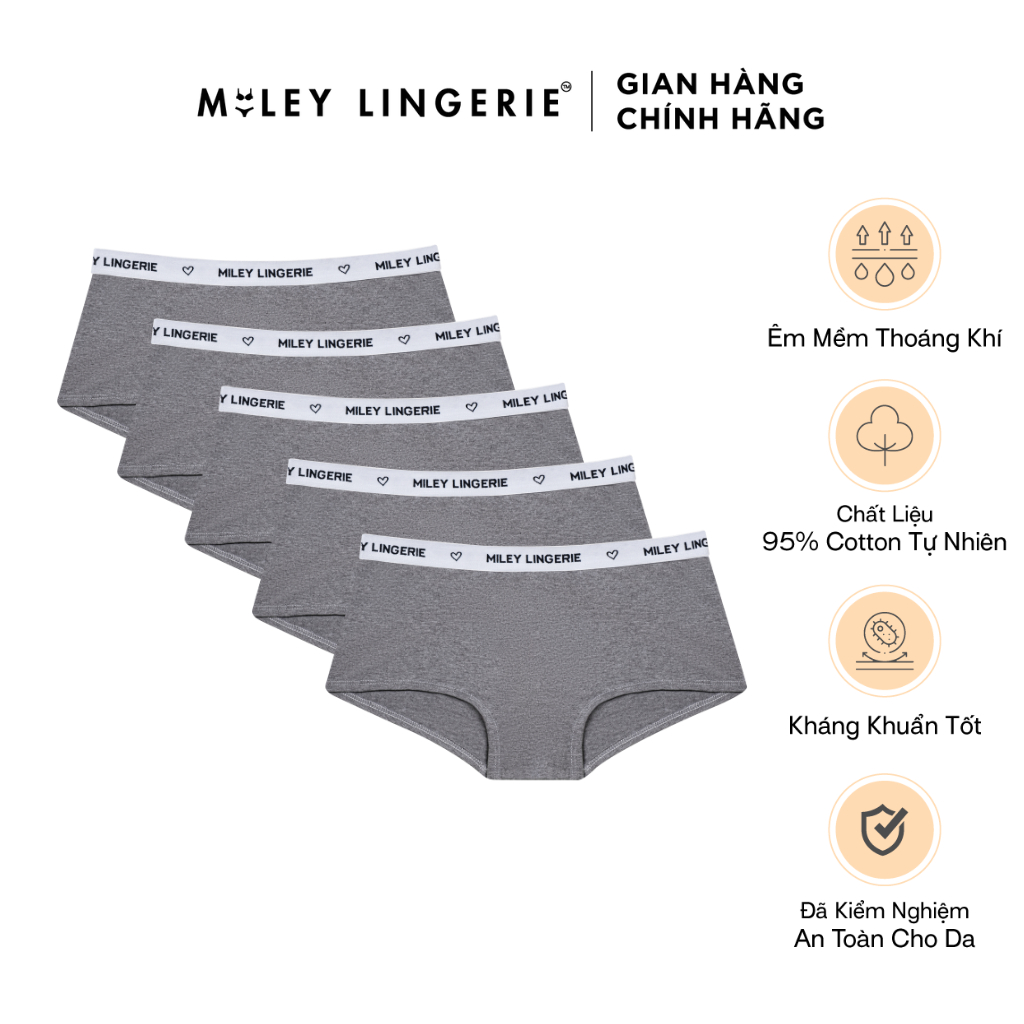 Combo 5 Quần Lót Nữ Boxer Fashion Silver Grey Being Me Miley Lingerie
