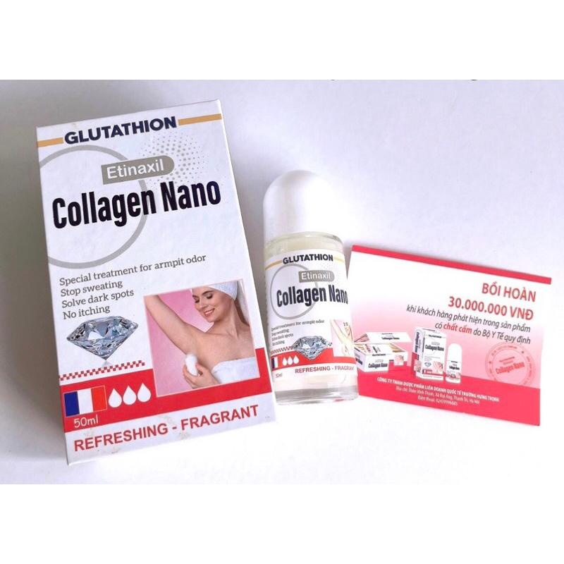 Lăn Nách Ngăn Mùi, Giảm Thâm Vùng Nách Glutathion  Etinaxil Collagen Nano