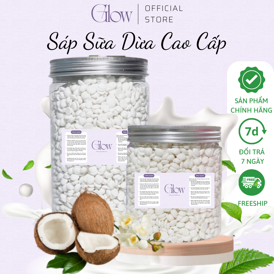Sáp Wax Lông Nóng Sữa Dừa Cao Cấp Glow Waxing Siêu Bám Lông Chuyên Dùng Cho Da Nhạy Cảm Tặng Que Phết Sáp Wax Lông